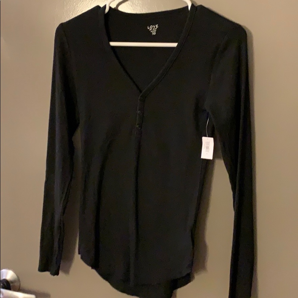 Long Sleeve Henley, black